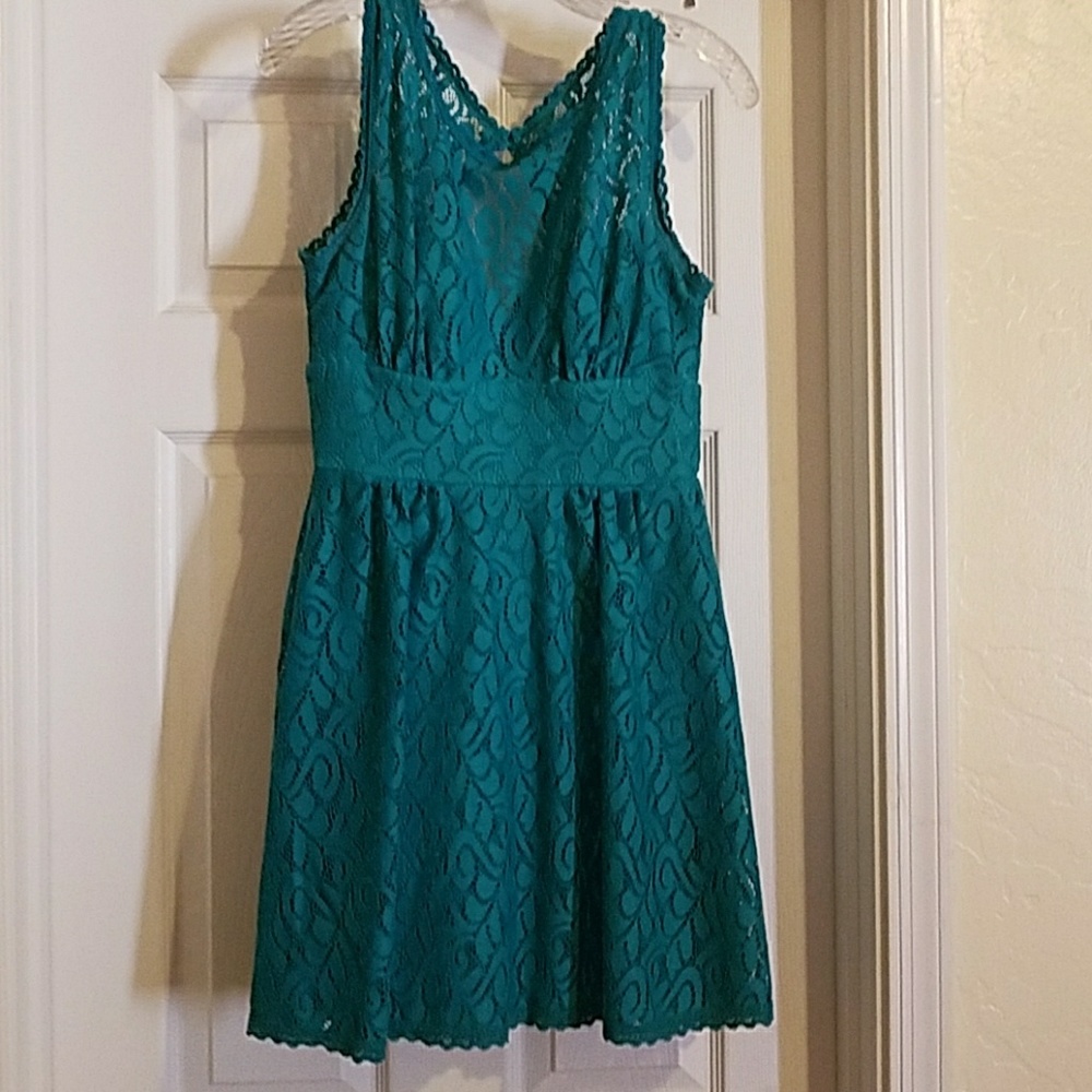 Teal lace dress